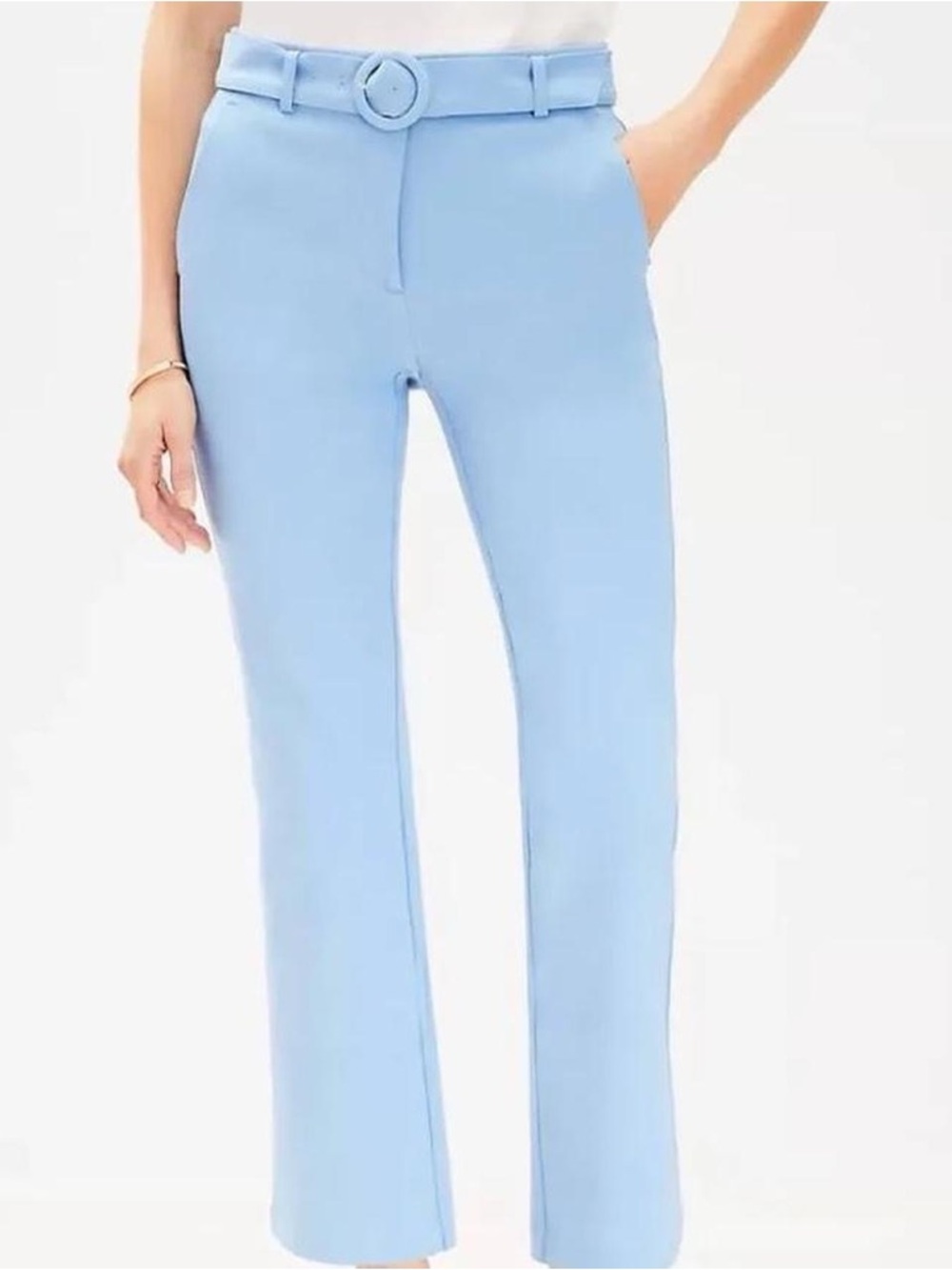 LOFT - LIKE NEW WORN ONCE Blue High-Rise Belted Flare-Leg Suit Pants